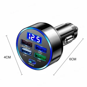 5 Ports LED Car Charger 250W Fast Charging Adapter